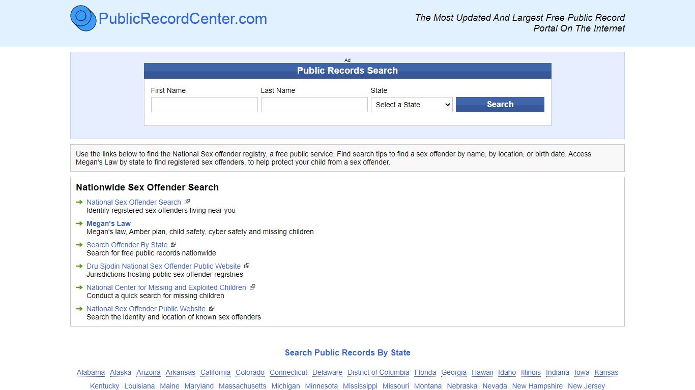 Sex Offender Directory, Free Public Record Search